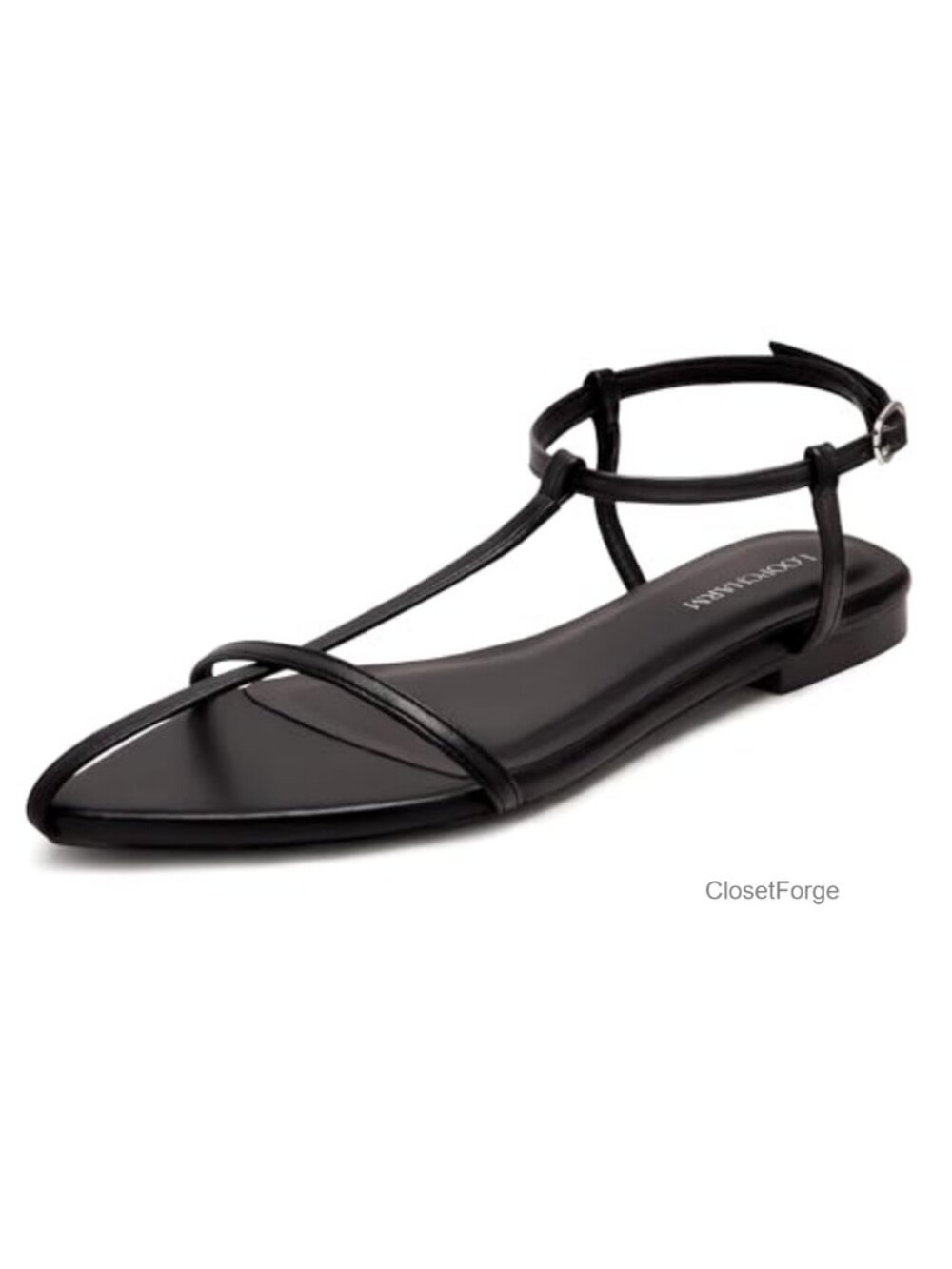 Women's Flats Sandals Pointed Toe T-Strap Vegan Leather